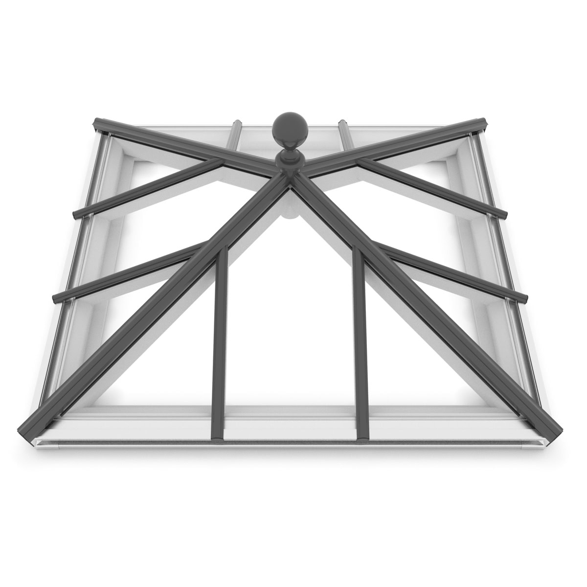A glass roof structure with a black metal frame, ideal for new-build and refurbishment projects.